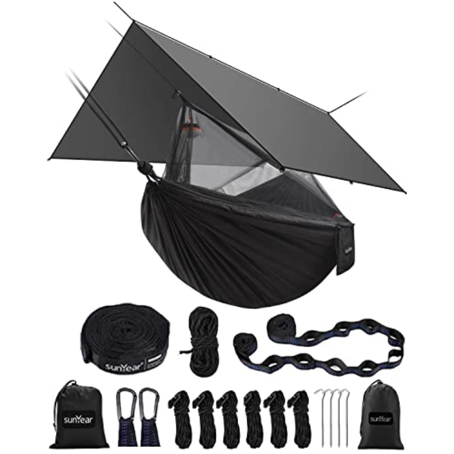 Hammock Rain Tarp - Przenośny hamak kempingowy z plandeką przeciwdeszczową
