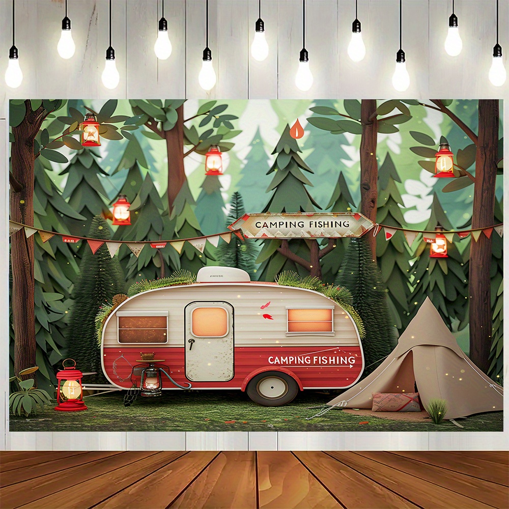 Banery tła z motywem kempingow – Outdoor Adventure Birthday Party recenzja i cena