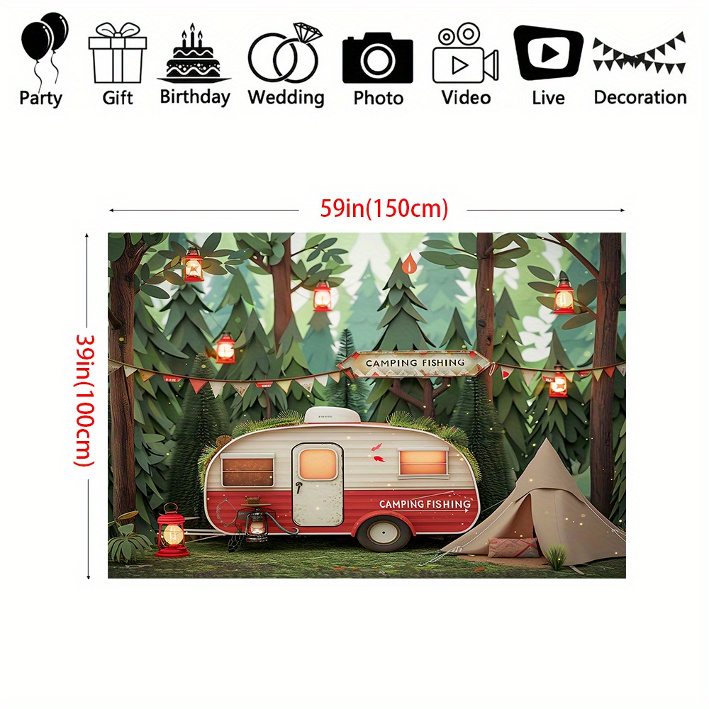 Banery tła z motywem kempingow – Outdoor Adventure Birthday Party recenzja i cena