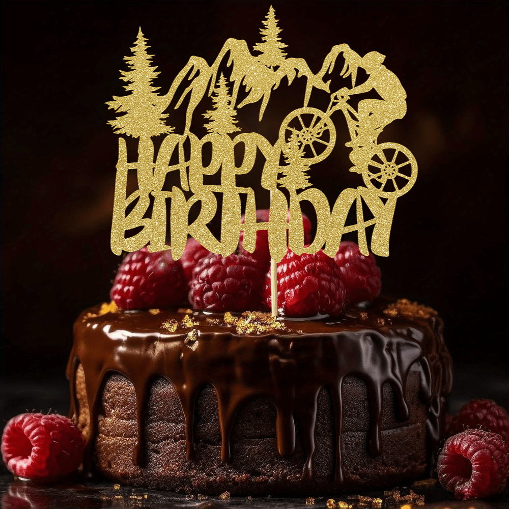 1 szt. Złoty, błyszczący toppe – Outdoor Adventure Birthday Party recenzja i cena