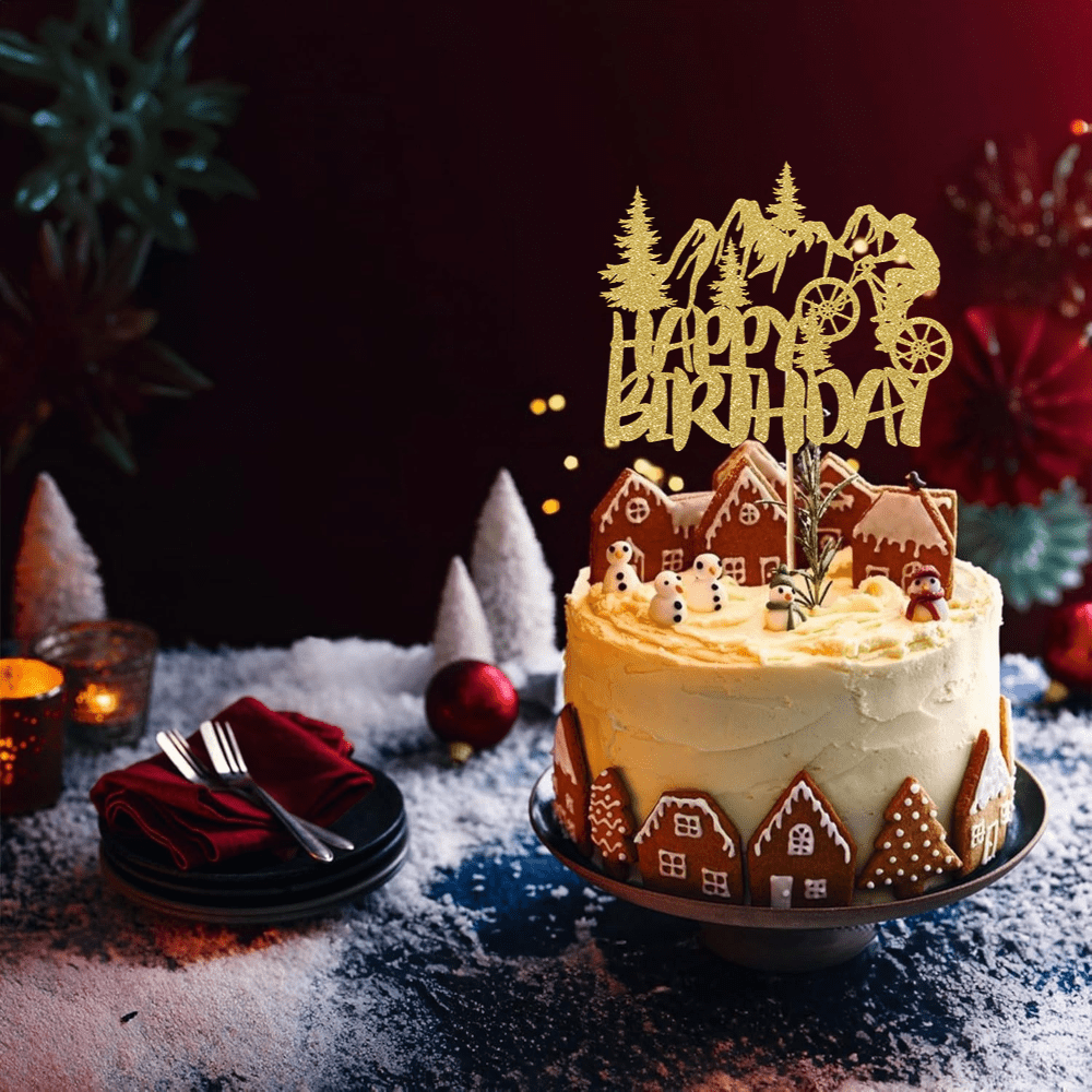 1 szt. Złoty, błyszczący toppe – Outdoor Adventure Birthday Party recenzja i cena